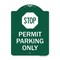 Signmission Stop-Permit Parking With Stop, Green & White Aluminum Architectural Sign, 18" x 24", GW-1824-22863 A-DES-GW-1824-22863 - alternate 1
